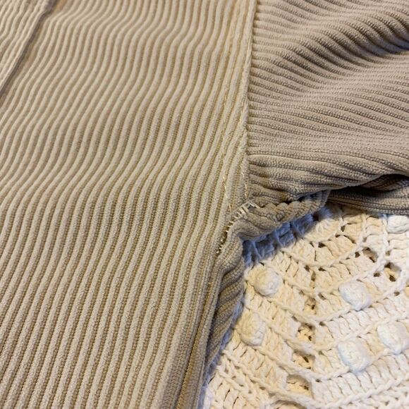 No Brand (M/L) Courderoy Beige Button Up - Casual Hip Longsleeve Warm Top Blouse - Picture 6 of 6